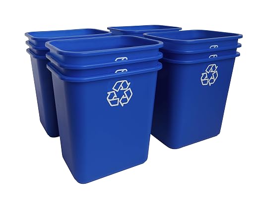 United Solutions 7 Gallon / 28 Quart Space Saving Recycling Bin, Fits Under Desk and Small, Narrow Spaces in Commercial, Kitchen, Home Office, and Dorm, Easy to Clean, Recycle Blue (Pack of 12) - Image 3