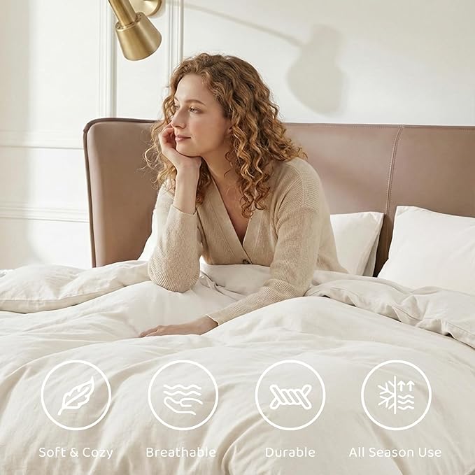 WRENSONGE Queen Comforter Set - 7 Pieces White Soft Bed in a Bag Queen with Fitted Sheet, Flat Sheet, 2 Pillow Shams, and 2 Pillowcases- Warm Bedding Sets for All Season