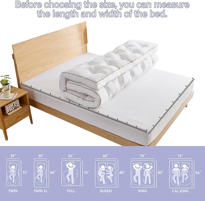 WhatsBedding 4 Inch Memory Foam Mattress Topper Full for Back Pain Relief, Filled with Breathable Gel Memory Foam, Fluffy Comfort Supportive Pillow Top Mattress Topper, 75x54x4in