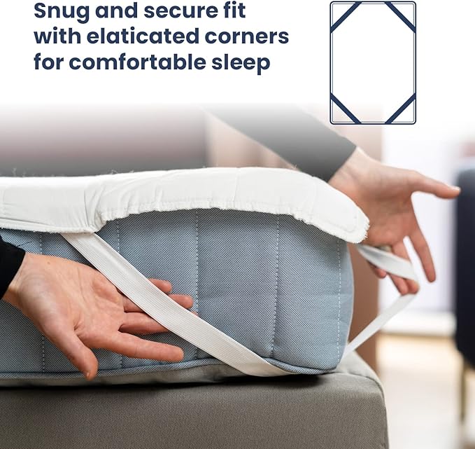 Quilted Mattress Pad Cover 48 x 75 in. Super Single Luxury Quilted Topper Protector Waterproof 100%, Heavy Duty Top Cover Bed Protection Cloud-Quilted & Breathable Cotton Top