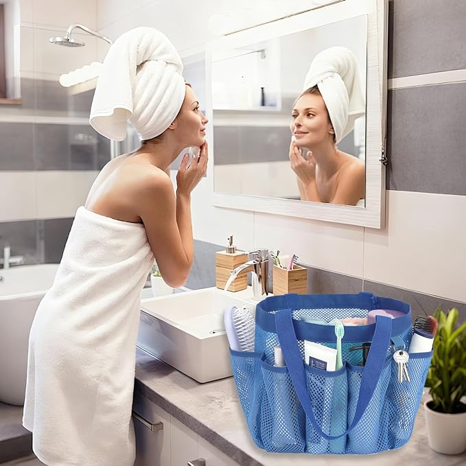 Fammart Mesh Shower Caddy Portable for College Dorm Room Essentials, 8-Pocket Large Shower Basket Tote Bag with 2 Handles for Toiletry, Bathroom, Beach, Camp, Gym - Image 8