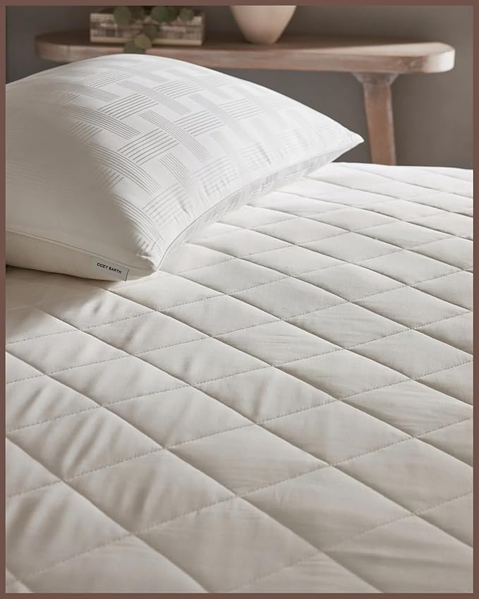 Cozy Earth Full Size Mattress Pad - 100% Viscose from Bamboo Cooling Mattress Cover - Lightweight Temperature Regulating Bed Pad with 360-Degree Elastic Hem - Fits Mattresses up to 20”