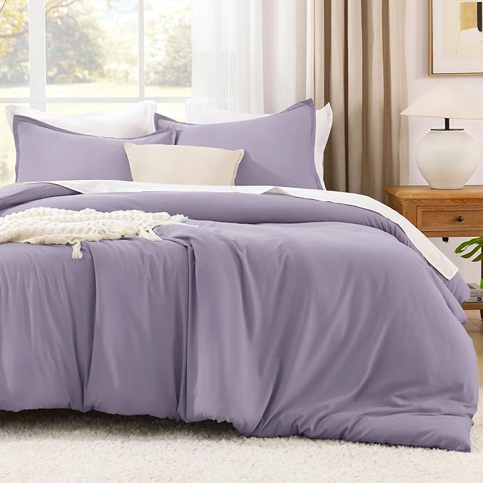 Litanika Comforters Twin XL Size Grayish Purple, 2 Pieces Lightweight Solid Bedding Set & Collections, All Season Fluffy Bed Set (68x92 Inches Comforter & 1 Pillowcase)