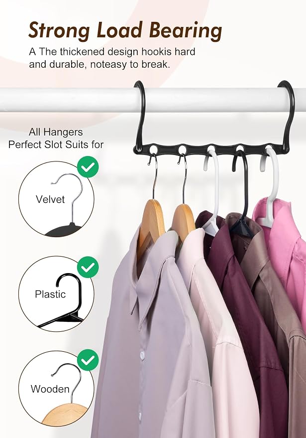 HOUSE DAY Closet Organizers and Storage 12 Pack, College Dorm Room Essentials, Multifunctional Organizer Magic Space Saving Hangers with 5 Holes, Storage Organization for Wardrobe Closet - Image 5