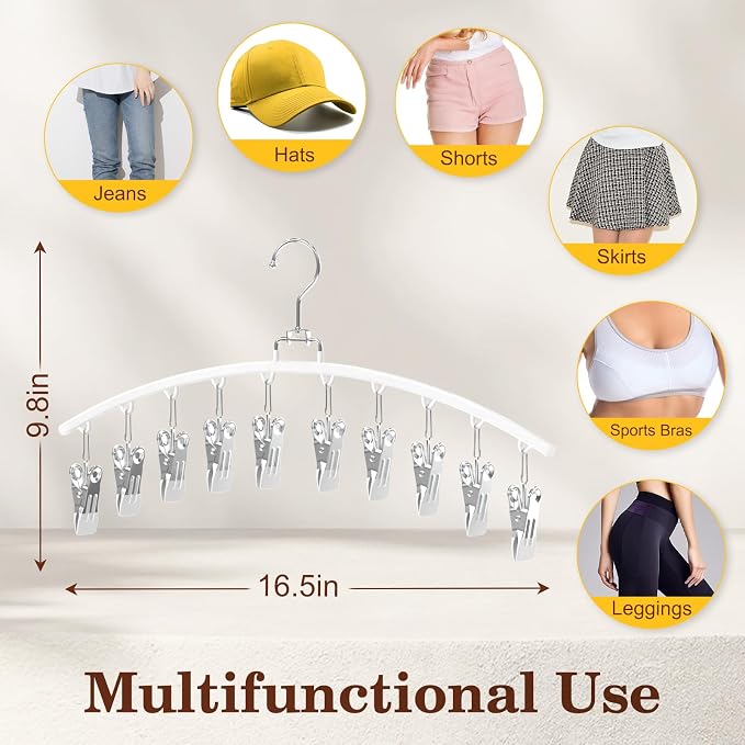 2 Pack Legging Organizer for Closet 360° Swivel, Space Saving Metal Gym Clothes Hangers w/20 Clips Holds 20 Leggings, Closet Organizers and Storage, Room Organization Essentials, White - Image 3