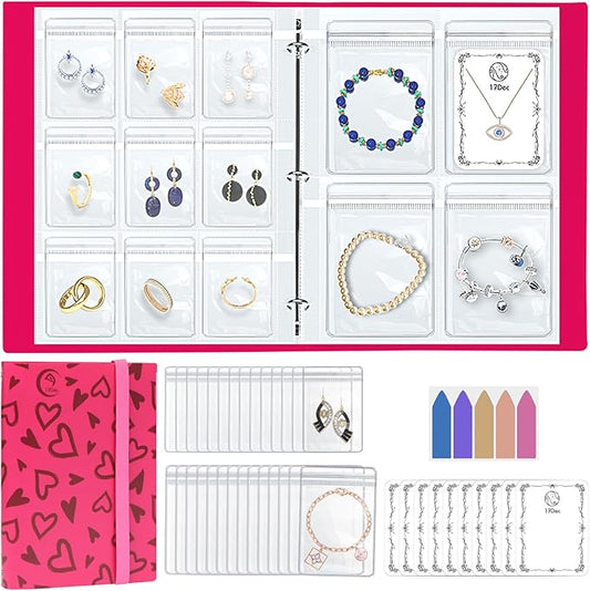 17Dec Large Transparent Jewelry Storage Book with 300 Pockets and 150 Jewelry Pouches,Travel Jewelry Organizer and Storage,Jewelry Binder Organizer for Earring,Bracelet,Necklace by 17Dec