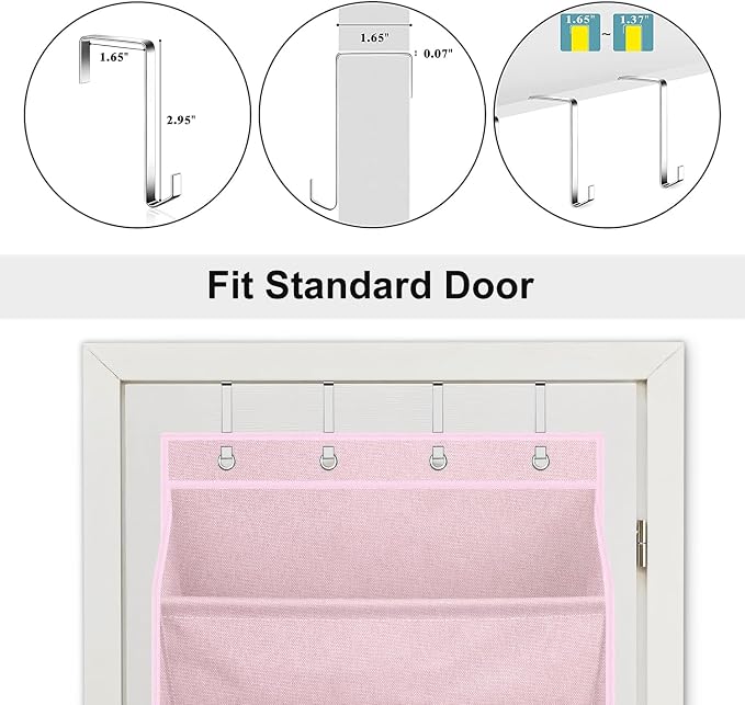 SLEEPING LAMB Over The Door Shoe Organizer for Closet, Kids Sneaker Storage for Hanging Shoe Rack for Door with Large Deep Pockets for Toddler, Girl, Baby Room Decor, Pink - Image 4