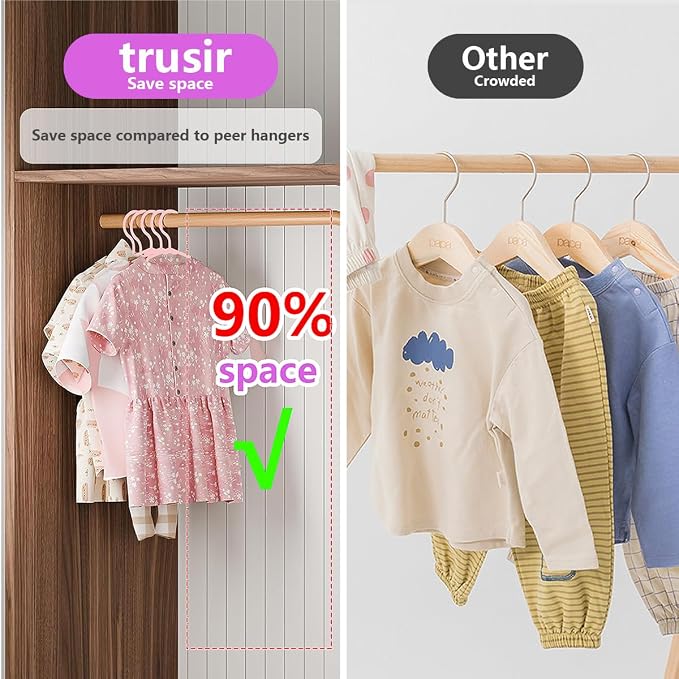 Baby Hangers for Closet 60 Pack Pink Plastic Kids Children's Clothes Hangers Non-Slip (Pink, 60) - Image 5