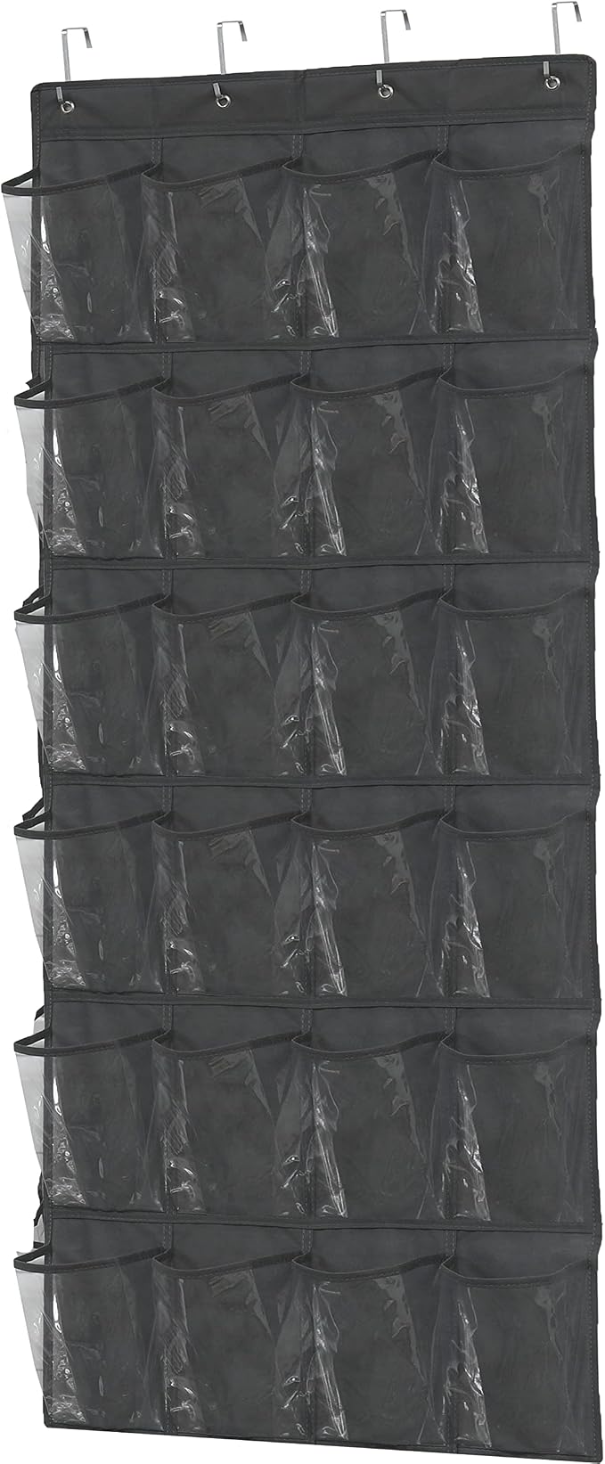 Simple Houseware 24 Pockets Large Clear Pockets Over The Door Hanging Shoe Organizer, Dark Gray (56" x 22.5") by SimpleHouseware