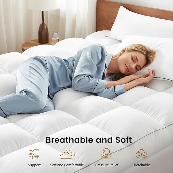 Decroom 5 Inch Memory Foam Mattress Topper Queen for Back Pain Relief, Filled with Breathable Memory Foam Pillow Topper Soft Fluffy Supportive Bed Mattress Pad, 80x60x5 Inch
