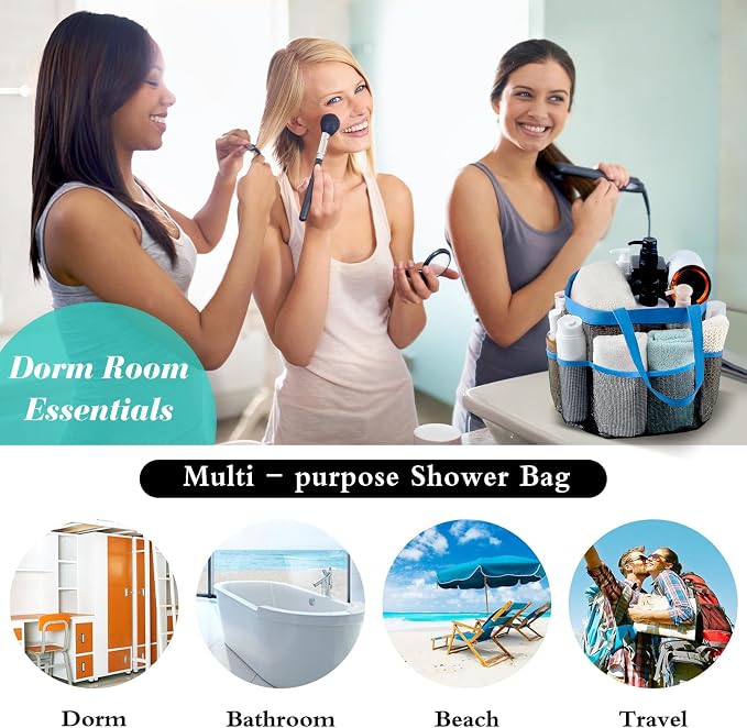 Attmu Mesh Shower Caddy Portable, Quick Dry Hanging Shower Tote Bag for College Dorm Room Essentials, Large Capacity Shower Caddy Dorm for Bathroom Gym Swimming - Image 5