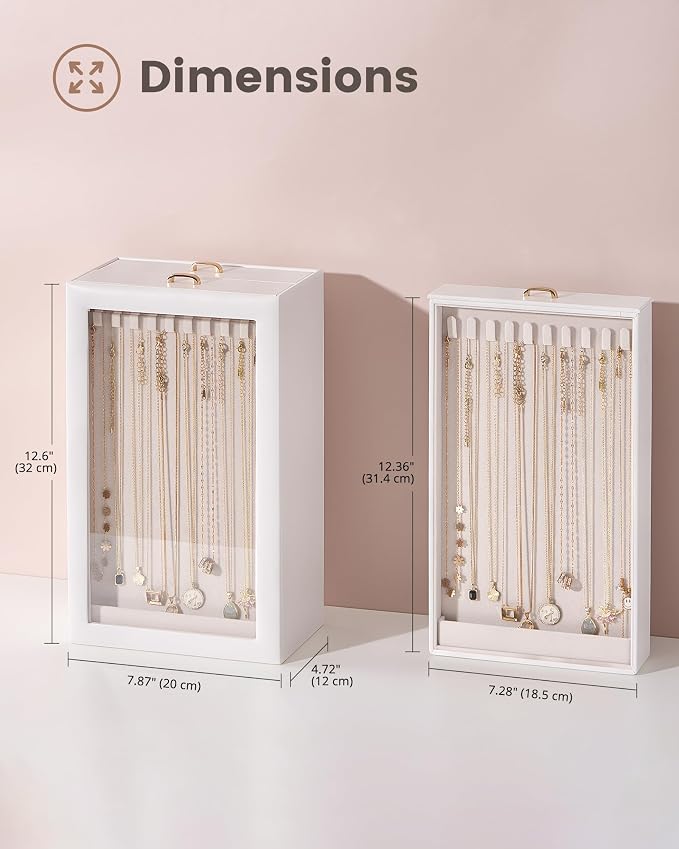 Lolalet Upgraded Double-Sided Hanging Necklace Organizer Box, Jewelry Display Case with Double-Sided Clear Window for Necklaces Bracelets, Tangle-Free Necklace Storage Box, Mothers Day Gift - Image 8