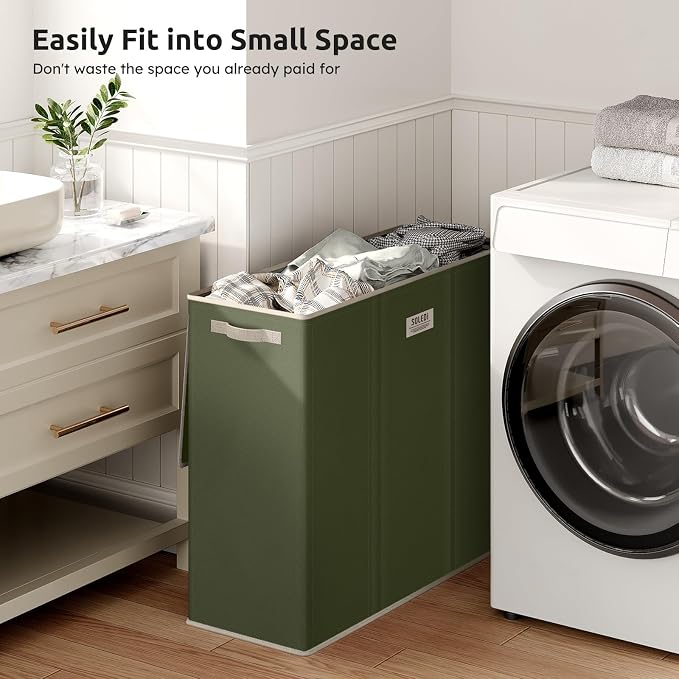 SOLEDI 180L 3-Section Laundry Hamper with Lid, Extra Large Dirty Clothes Basket with Sturdy Handles for Laundry Room & Bedroom - Durable Organizer for Sorting Laundry - Image 5