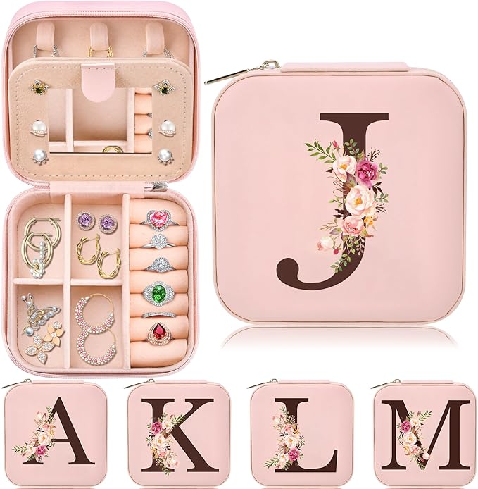 Inngeroo Christmas Gift Ideas, Initial Travel Jewelry Case Box Organizer Personalized Gifts, Fashion Travel Essentials Trendy Stuff Gifts for Teen Girls by Inngeroo