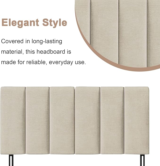HAOBO Home Upholstered Headboard Foldable King Size Headboards Eastern King/California King Linen Panel with Height Adjustments