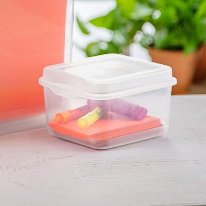 Sterilite 12-Pack FlipTop Stackable Square Small Storage Bin with Hinging Lid, Clear - Image 6