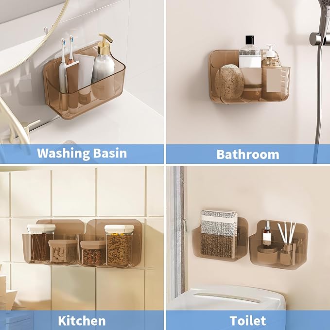 Diesisa 2pc Acrylic Wall Mount Organizer, Adhesive Cabinet Door Organizer,Acrylic Bathroom Shelves for Wall,No Drilling Hang Walls,with Self Adhesive Tape, for Bathroom, Kitchen, Living Room - Image 6