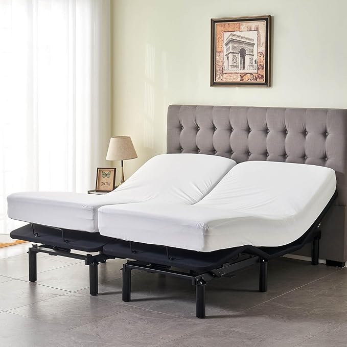 Waterproof Split King Mattress Protector for Adjustable Bed 2PCs Mattress Cover in 1 Package with Enhanced Elastic Band to Stay in Place