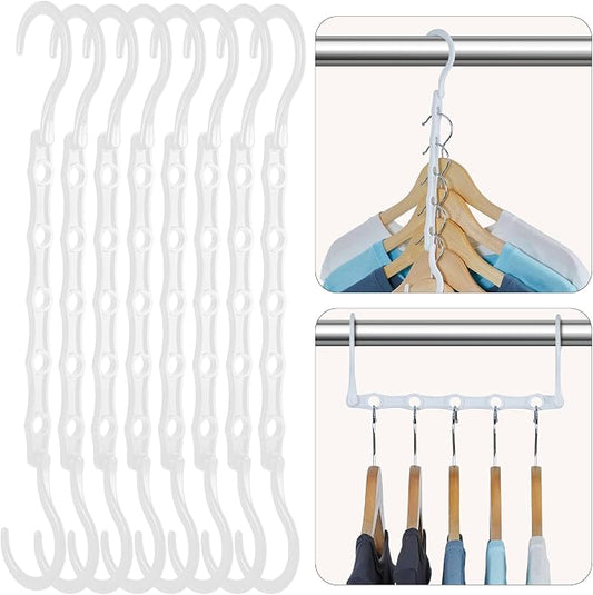 HOUSE DAY Closet Organizers and Storage, 8 Pack Magic Hangers Space Saving Clothes Hangers, Sturdy Plastic Hangers with 5 Holes for Wardrobe Closet Organization, College Dorm Room Essentials by HOUSEDAY