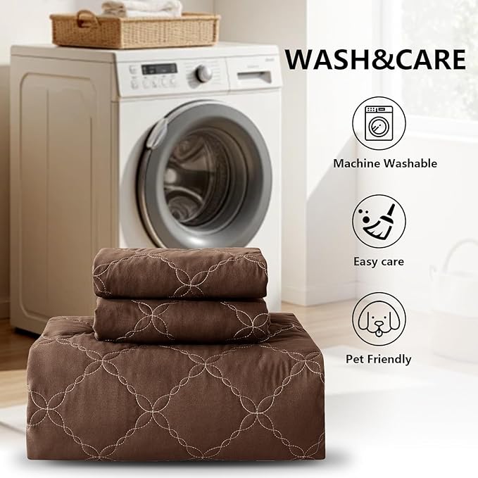 Waterproof Mattress Protector - Full Size Mattress Pad Silent & Fitted Sheet Style | Bed Protection for Kids, Pets, Adults | Hypoallergenic, Machine Washable (Chocolate, Full)