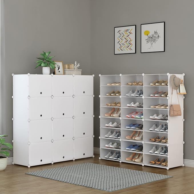 HOMIDEC Shoe Storage Cabinet, 48 Pairs Shoe Rack 3 by 8 Tier Space Saving Shoe Organizer for Closet Hallway Living Room Bedroom Garage - Image 4