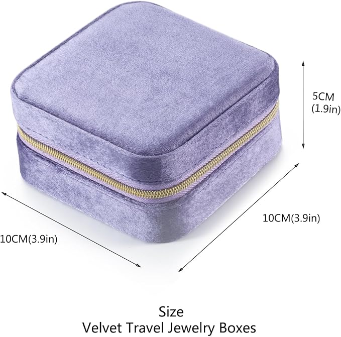 TRODANCE Plush Velvet Travel Jewelry Case Organizer, Small Travel Jewelry Box,Portable Jewelry Box Travel Mini Organizer Portable Display Storage Box For Rings Earrings Necklaces (Periwinkle Blue) - Image 5