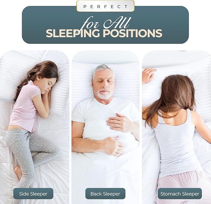 Utopia Bedding Bed Pillows Queen Size Set of 4 (White), Down Alternative Pillows for Sleeping, Cooling Hotel Quality Pillow Set for Back, Stomach or Side Sleepers
