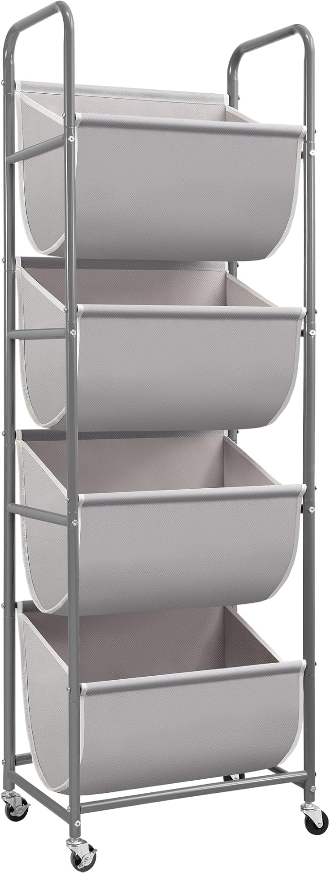 STORAGE MANIAC Vertical Rolling Laundry Hamper, 4 Section Laundry Sorter with Wheels and 2 Breaks, 4-tier Laundry Baskets for Small Space, Dorm, Laundry Room, Closet, Bathroom, Gray 4-tier by STORAGEMANIAC