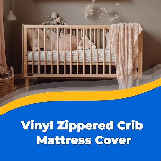 Bistras Deluxe Waterproof Zippered Crib Mattress Cover, 28" x 52", Standard Size, Vinyl, Keeps Mattress Fresh & Clean, Machine Washable