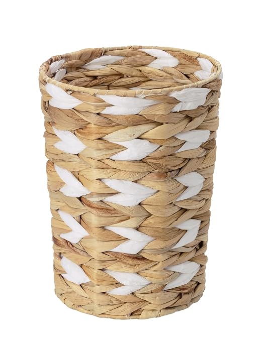 StorageWorks Wicker Waste Basket, Small Trash Can, Rattan Trash Basket with Handwoven Water Hyacinth and Paper Rope, Wicker Garbage Can for Bathroom, Bedroom, 1 Pack by StorageWorks