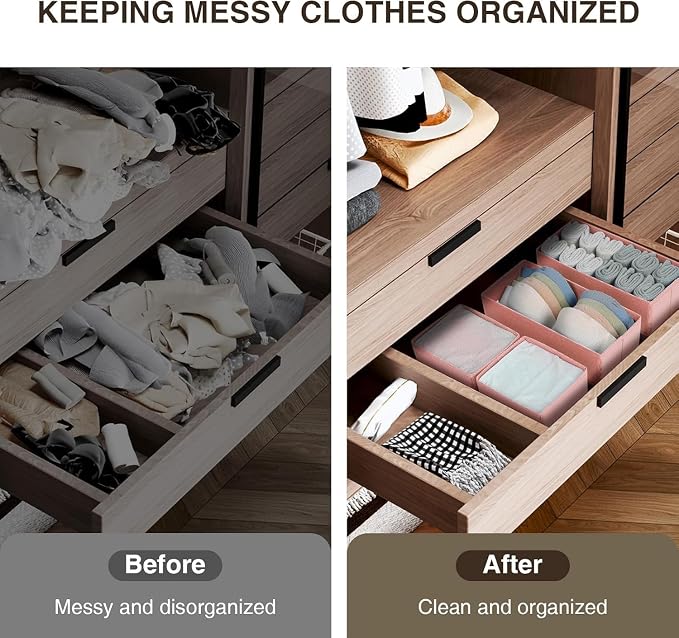 DIMJ Drawer Organizers - Set of 12 Fabric Closet Organizers and Storage, Drawer Dividers for Baby Clothes, Socks, Belt, Tie (Pink) - Image 7