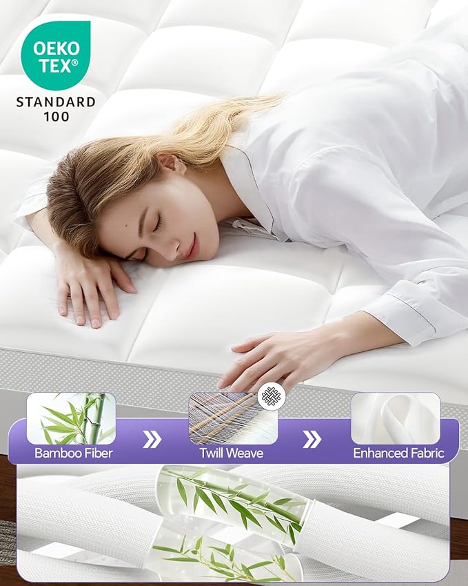 Dual Layer 5 Inch Memory Foam Mattress Topper Queen - 2 Inch Gel Memory Foam and 3 Inch Pillow Top Mattress Pad, 7-Zone Egg Crate Queen Size Mattress Topper(Cream)