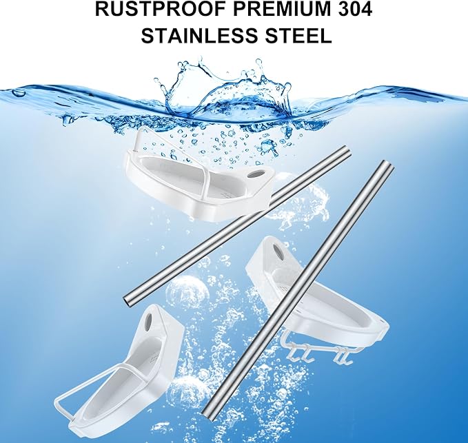 HAMITOR Corner Shower Caddy Tension Pole: Adjustable Stainless Steel Shower Organizer with 4 Tier Shelf for Bathroom Bathtub Tub Shampoo - Floor Standing Rack Bath Storage Holder with Rust Proof Rods - Image 4