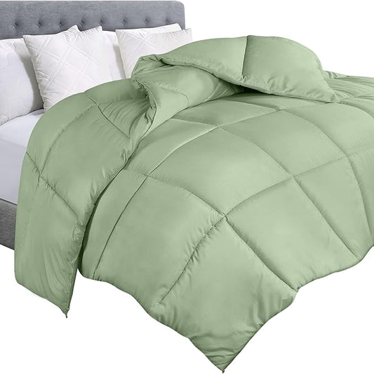 Utopia Bedding Queen Comforter Duvet Insert, Quilted Sage Green Comforter with Corner Tabs, Box Stitched Down Alternative Comforters Queen Size 88 x88 inches