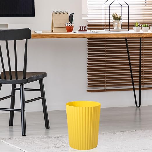JiatuA Small Trash Can Plastic Wastebasket Round Garbage Container Bin for Bathroom, Kitchen, Bedroom, Home Office, College Dorm, Yellow - Image 5