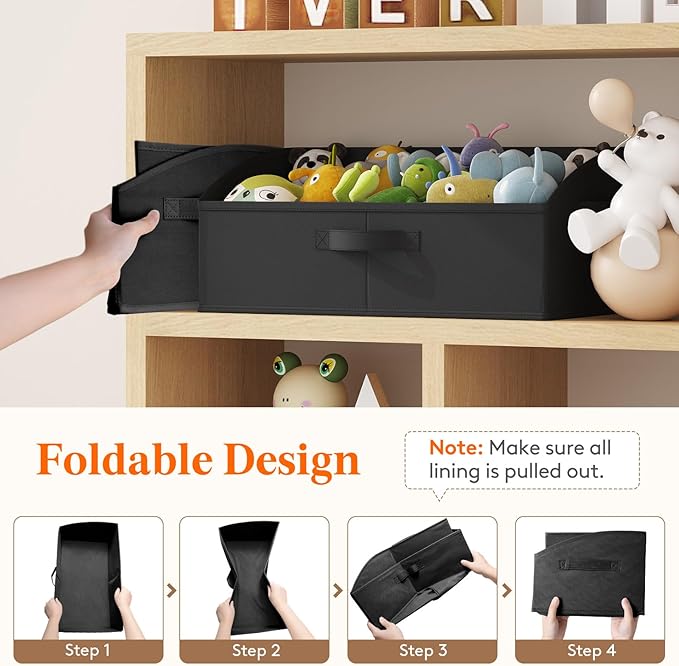 Lifewit Trapezoid Closet Storage Bins for Shelf, 6 Packs Non-woven Closet Organizer Baskets with Handles, Foldable Clothes Containers Boxes for Clothing, Book, Purse, 23L, Extra Large, Black - Image 6