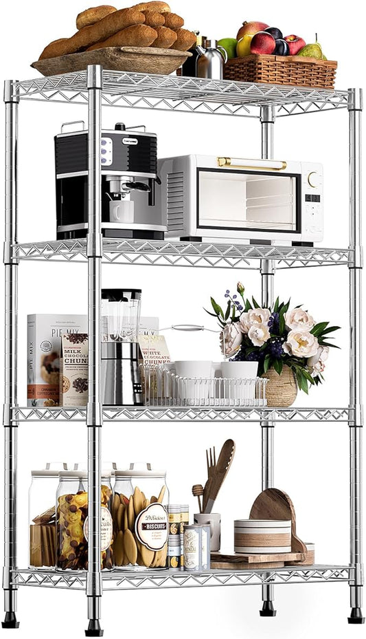 M MZG 1000 lbs Storage Shelving 4-Tier Utility Shelving Unit Steel Organizer Wire Rack for Home,Kitchen,Office,Chrome (13.7" D x 23.6" W x 53.4" H) by MEIGAOPLASTICANDMETALHKCOLIMITED