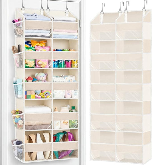 Ofiray-home Over the Door Organizer 5 Tiers,Extra Large Behind Door Storage of 10 Compartments,80 lbs Weight Capacity Over the Door Storage, Door Hanging Organizer for Closet, Diaper Organizer, Beige by Ofiray-home