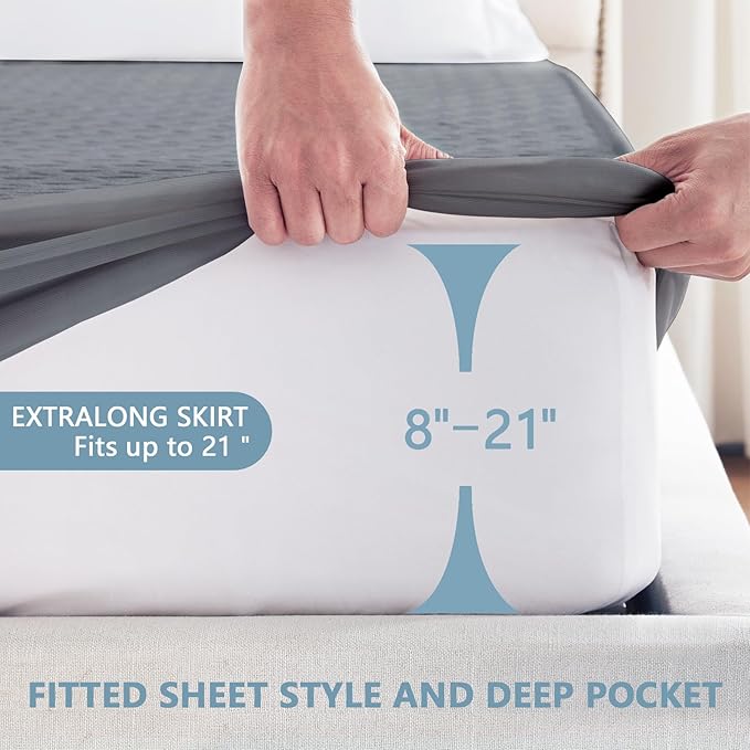 Premium Waterproof Mattress Protector Full Size, Breathable Bed Cover 3D Air Fabric Cooling Mattress Pad Cover Smooth Soft Noiseless Washable, 8''-21'' Deep Pocket (Gray)