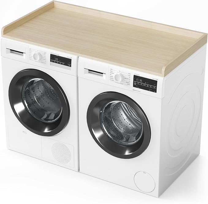 SpaceAid Washer Dryer Countertop, Laundry Wood Shelf Topper with Edge, 54" Width x 27.5" Depth Cover Guard Organizer for Washer and Dryer Laundry Hamper Counter Storage Organization (Oak) by SpaceAid