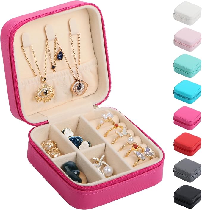 17Dec Small Travel Jewelry Case Organizer,Mini Travel Essentials for Women,Bridesmaid Gifts Birthday Gifts for Women,Small Jewelry Box for Girls 8-12 by 17Dec
