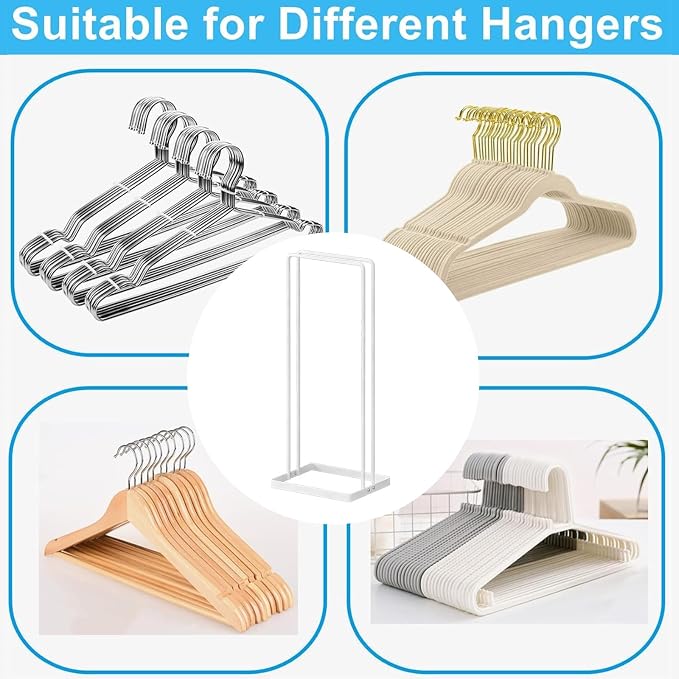 Hanger Holder Stand Clothes Hanger Organizer for Home Organization, Hangers Stackers RV Rack Stand Caddy for Velvet Felt Plastic Coat Hangers Adult Kids Pant Hangars Dorm Room Essentials, 2 Pack White - Image 3