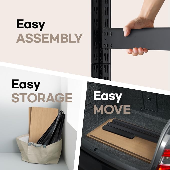 HOMEDANT House 36.2" W 5 Tier Heavy Duty Garage Shelving Adjustable Metal Rack Storage Shelves Standing Shelf Unit Organizers Pantry Closet Office Black 2Pack - Image 12