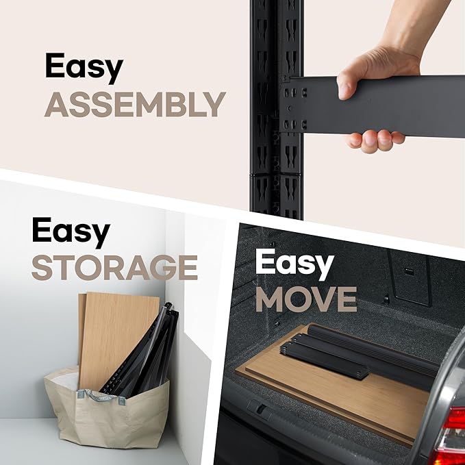 HOMEDANT House 24.4" W 5 Tier Heavy Duty Garage Shelving Adjustable Metal Rack Storage Shelves Standing Shelf Unit Organizers Pantry Closet Office Black 2Pack - Image 12