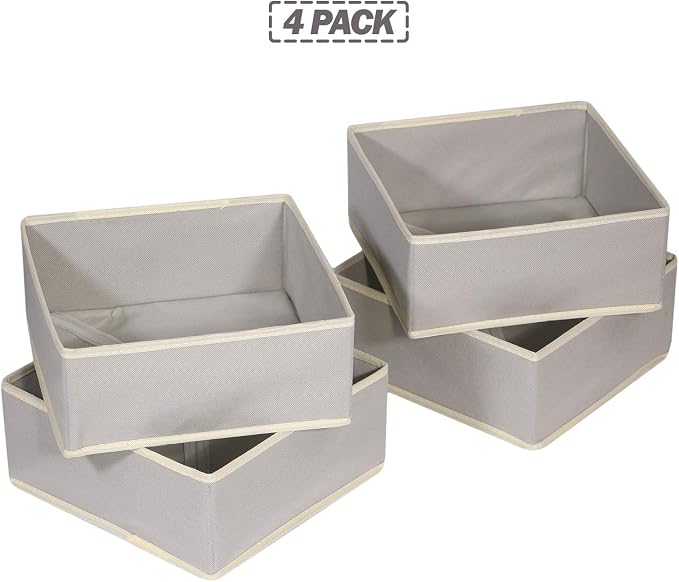 DIOMMELL Foldable Cloth Storage Box Closet Dresser Drawer Organizer Fabric Baskets Bins Containers Divider for Clothes Underwear Bras Socks Clothing,Set of 4 Grey 400 - Image 6