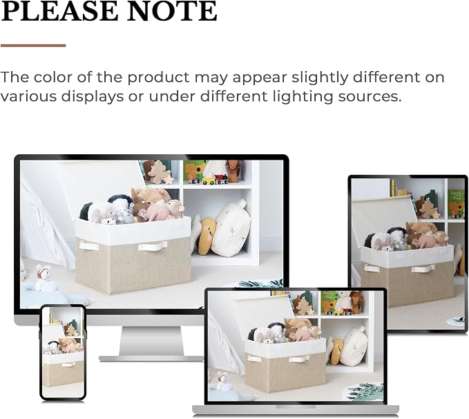 GRANNY SAYS Storage Boxes with Lids, Decorative Storage Bins, Shelf Baskets, Clothes Storage and Organization, White/Khaki, 2-Pack - Image 9