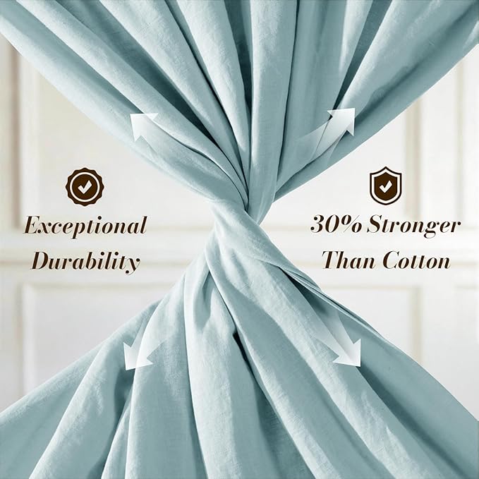 SONORO KATE 100% French Pure Linen Sheets, Breathable and Durable Linen King Size Sheets, Anti-Tear Linen Bed Sheets, Machine Washable, 16 Inch Deep Pocket - 4 Piece (Ocean, King)