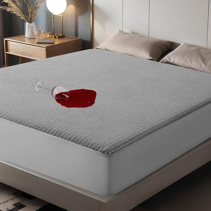 TASTELIFE Waterproof Mattress Protector Queen Size, Premium Breathable Bed Cover with Deep Pocket 8"-21", Noiseless Machine Washable & Vinyle-Free for Home & Hotel (Gray)