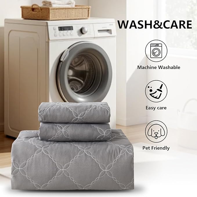 Waterproof Mattress Protector -Twin Size Mattress Pad Silent & Fitted Sheet Style | Full Bed Protection for Kids, Pets, Adults | Hypoallergenic, Machine Washable(Gray,Twin)