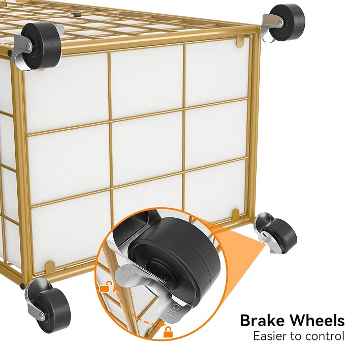 WOWLIVE Laundry Hamper with Wheels,Metal Wire Frame Rolling Laundry Basket with Removable bag,100L Dirty Clothes Hamper Organizer Dorm Room Storage for Bedroom,Bathroom,Golden - Image 7